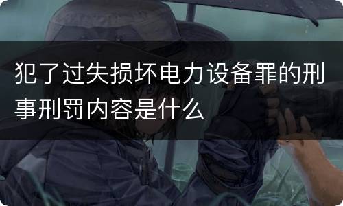 犯了过失损坏电力设备罪的刑事刑罚内容是什么