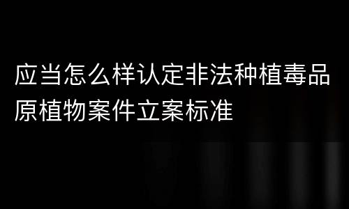 应当怎么样认定非法种植毒品原植物案件立案标准