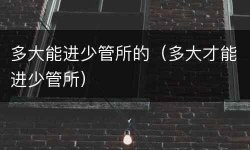 多大能进少管所的（多大才能进少管所）