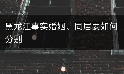 黑龙江事实婚姻、同居要如何分别