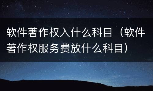 软件著作权入什么科目（软件著作权服务费放什么科目）