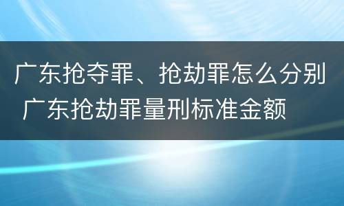 广东抢夺罪、抢劫罪怎么分别 广东抢劫罪量刑标准金额