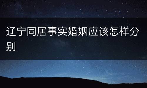 辽宁同居事实婚姻应该怎样分别
