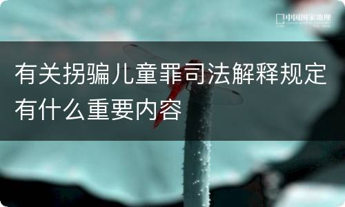 有关拐骗儿童罪司法解释规定有什么重要内容