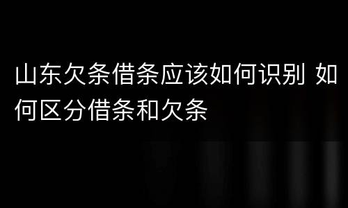 山东欠条借条应该如何识别 如何区分借条和欠条