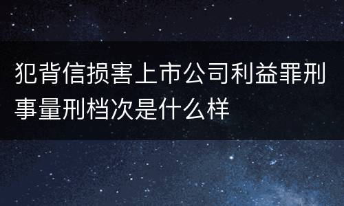 犯背信损害上市公司利益罪刑事量刑档次是什么样