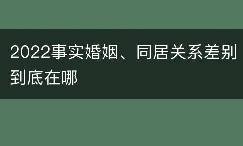 2022事实婚姻、同居关系差别到底在哪