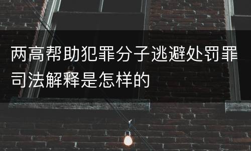 两高帮助犯罪分子逃避处罚罪司法解释是怎样的