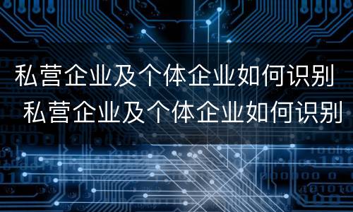 私营企业及个体企业如何识别 私营企业及个体企业如何识别出来