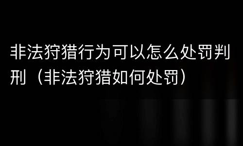 非法狩猎行为可以怎么处罚判刑（非法狩猎如何处罚）
