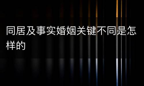同居及事实婚姻关键不同是怎样的