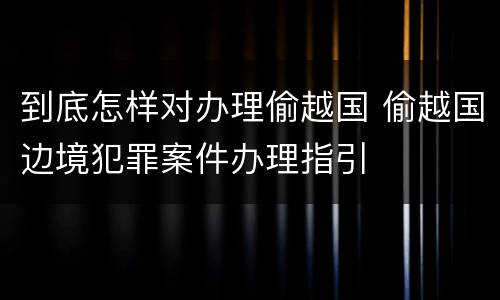 到底怎样对办理偷越国 偷越国边境犯罪案件办理指引