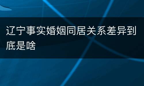 辽宁事实婚姻同居关系差异到底是啥