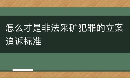 怎么才是非法采矿犯罪的立案追诉标准