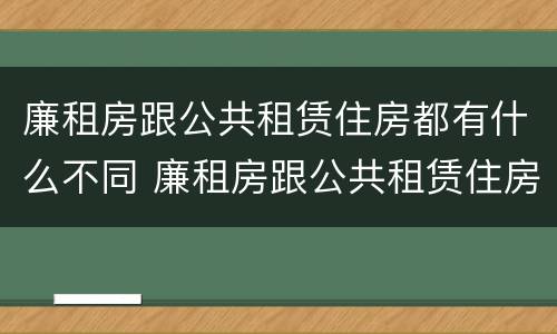 廉租房跟公共租赁住房都有什么不同 廉租房跟公共租赁住房都有什么不同呢