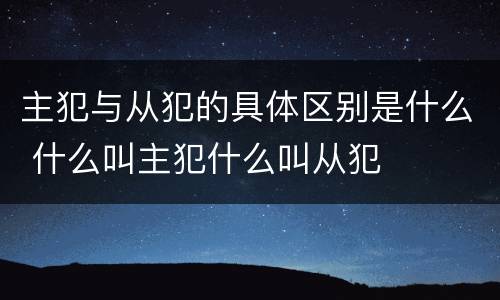 主犯与从犯的具体区别是什么 什么叫主犯什么叫从犯