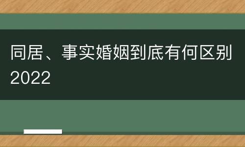 同居、事实婚姻到底有何区别2022