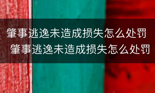 肇事逃逸未造成损失怎么处罚 肇事逃逸未造成损失怎么处罚的