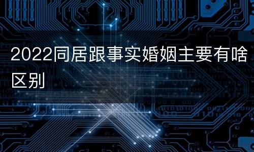 2022同居跟事实婚姻主要有啥区别