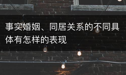 事实婚姻、同居关系的不同具体有怎样的表现
