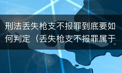 刑法丢失枪支不报罪到底要如何判定（丢失枪支不报罪属于）