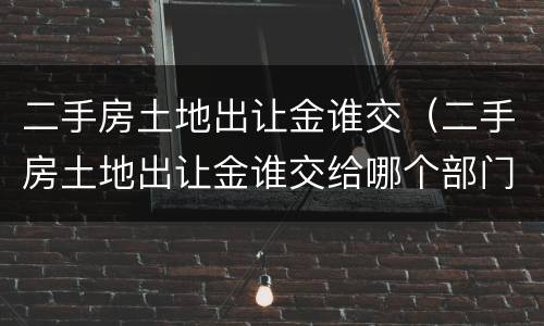 二手房土地出让金谁交（二手房土地出让金谁交给哪个部门）
