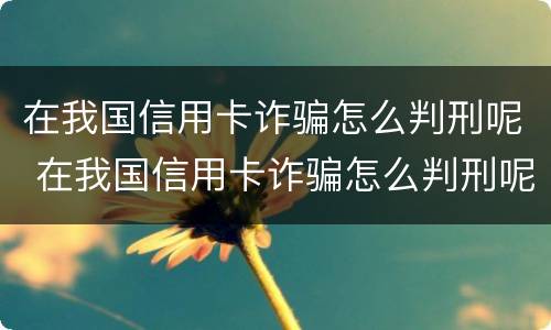 在我国信用卡诈骗怎么判刑呢 在我国信用卡诈骗怎么判刑呢