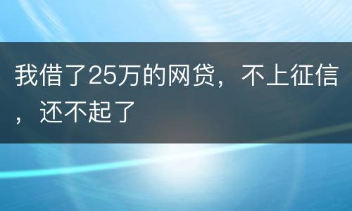 我借了25万的网贷，不上征信，还不起了