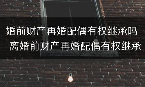 婚前财产再婚配偶有权继承吗 离婚前财产再婚配偶有权继承吗