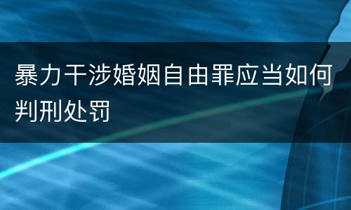 暴力干涉婚姻自由罪应当如何判刑处罚