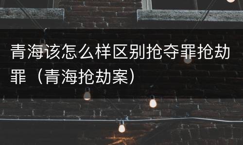 青海该怎么样区别抢夺罪抢劫罪（青海抢劫案）
