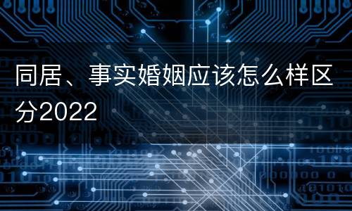 同居、事实婚姻应该怎么样区分2022