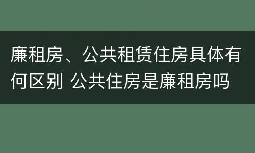 廉租房、公共租赁住房具体有何区别 公共住房是廉租房吗