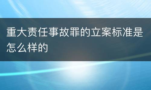 重大责任事故罪的立案标准是怎么样的