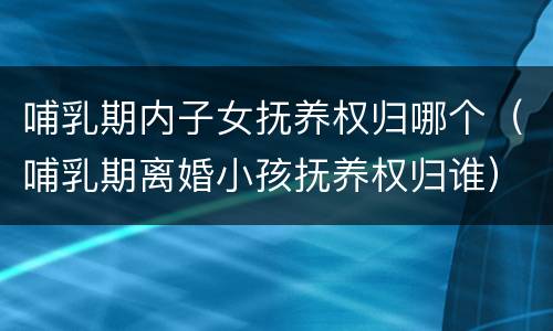 哺乳期内子女抚养权归哪个（哺乳期离婚小孩抚养权归谁）