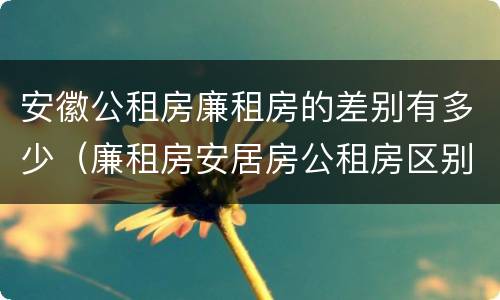 安徽公租房廉租房的差别有多少（廉租房安居房公租房区别）