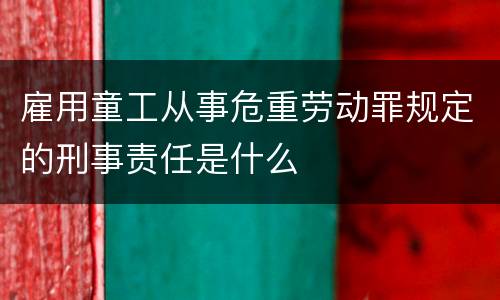 雇用童工从事危重劳动罪规定的刑事责任是什么