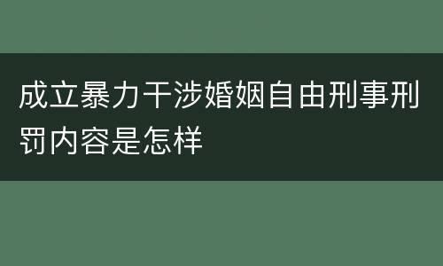 成立暴力干涉婚姻自由刑事刑罚内容是怎样