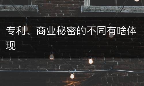 专利、商业秘密的不同有啥体现