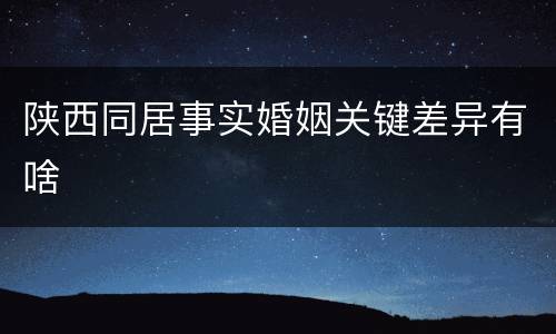陕西同居事实婚姻关键差异有啥