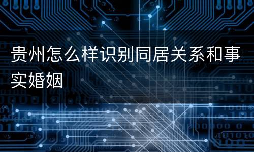 贵州怎么样识别同居关系和事实婚姻