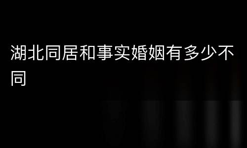 湖北同居和事实婚姻有多少不同