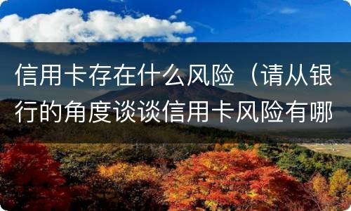 信用卡存在什么风险（请从银行的角度谈谈信用卡风险有哪些）
