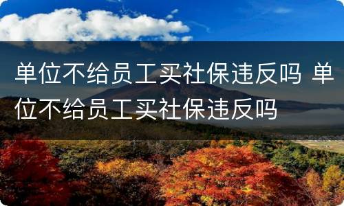 单位不给员工买社保违反吗 单位不给员工买社保违反吗