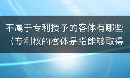 不属于专利授予的客体有哪些（专利权的客体是指能够取得）