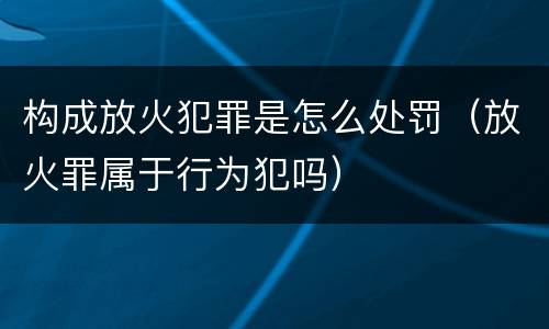构成放火犯罪是怎么处罚（放火罪属于行为犯吗）