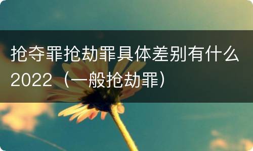 抢夺罪抢劫罪具体差别有什么2022（一般抢劫罪）