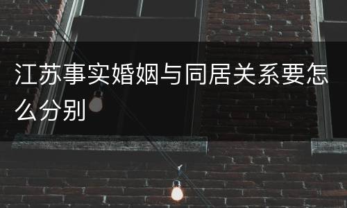江苏事实婚姻与同居关系要怎么分别