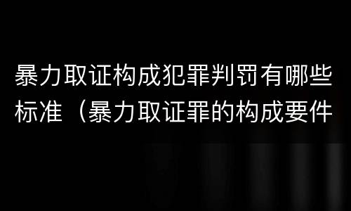 暴力取证构成犯罪判罚有哪些标准（暴力取证罪的构成要件）