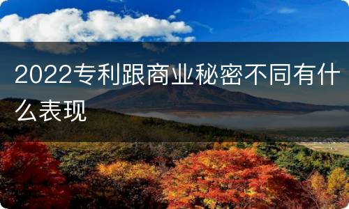 2022专利跟商业秘密不同有什么表现